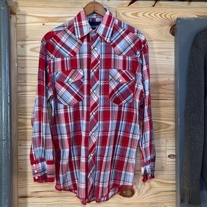 Vintage Red Wrangler Cowboy Shirt